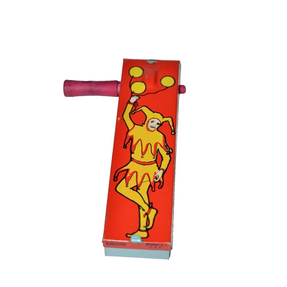 Vtg Kirchhof 1928 Noise Maker Newark  N.J. USA Jester Clown red yellow blue
